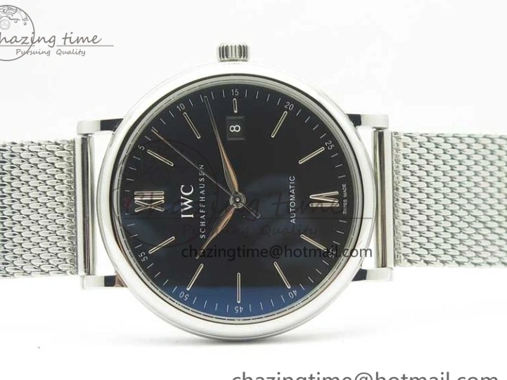 MIROTIME 0225 FastDry Portofino IW356501 SS V3 MK 1:1 Best Edition Black Dial On SS Mesh Bracelet MIYOTA 7195